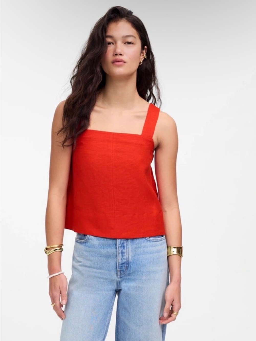 Madewell Square-Neck Red Tank with Wide Straps